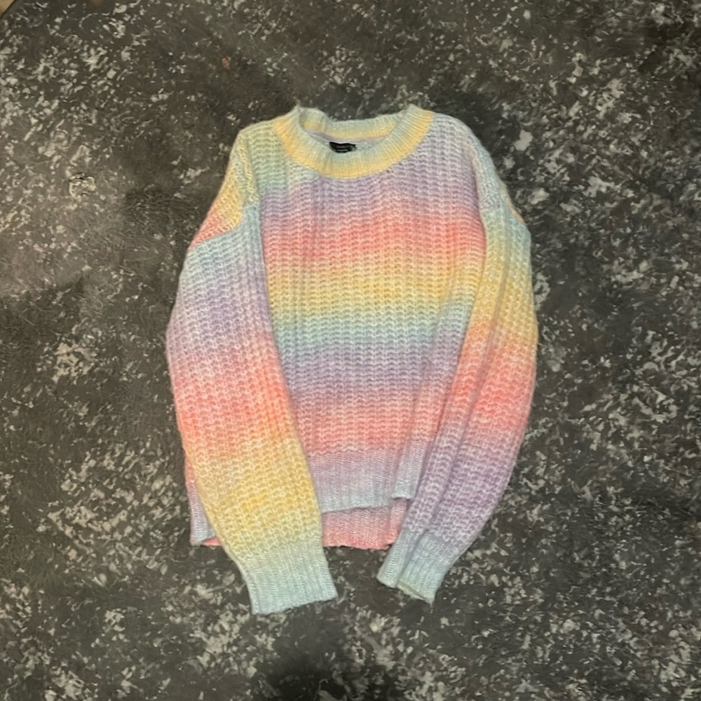 Cute pastel rainbow knit sweater